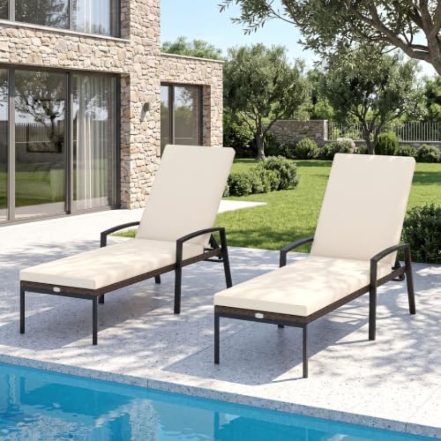 Rattan Lounge Set - Outdoor patio furniture set: 2 rattan