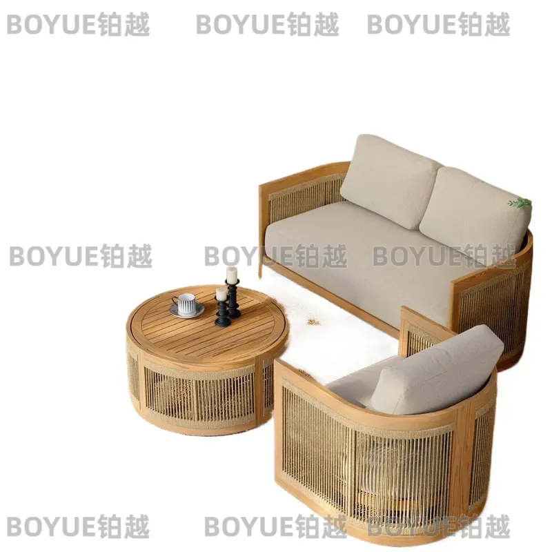 Outdoor Teak Wood Sofa Set Wat - đánh giá và giá Rattan Lounge Set