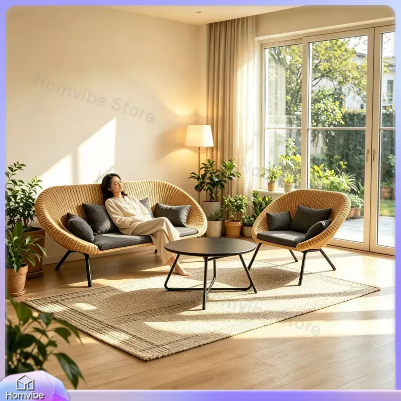 Nordic Outdoor Rattan Sofa Set - đánh giá và giá Rattan Lounge Set