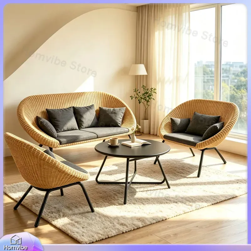 Nordic Outdoor Rattan Sofa Set - đánh giá và giá Rattan Lounge Set