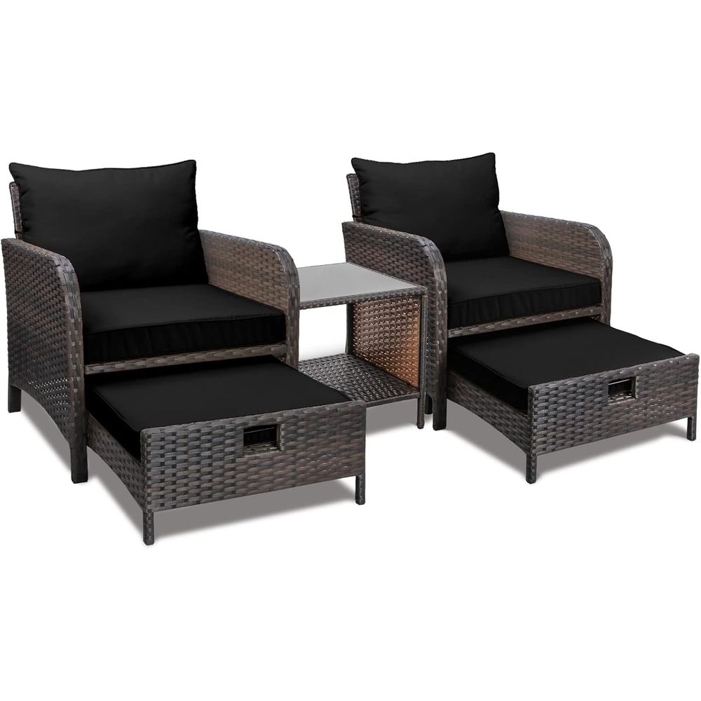 Balcony urniture 5 Piece Patio - đánh giá và giá Rattan Lounge Set