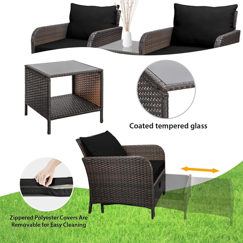 Balcony urniture 5 Piece Patio - đánh giá và giá Rattan Lounge Set