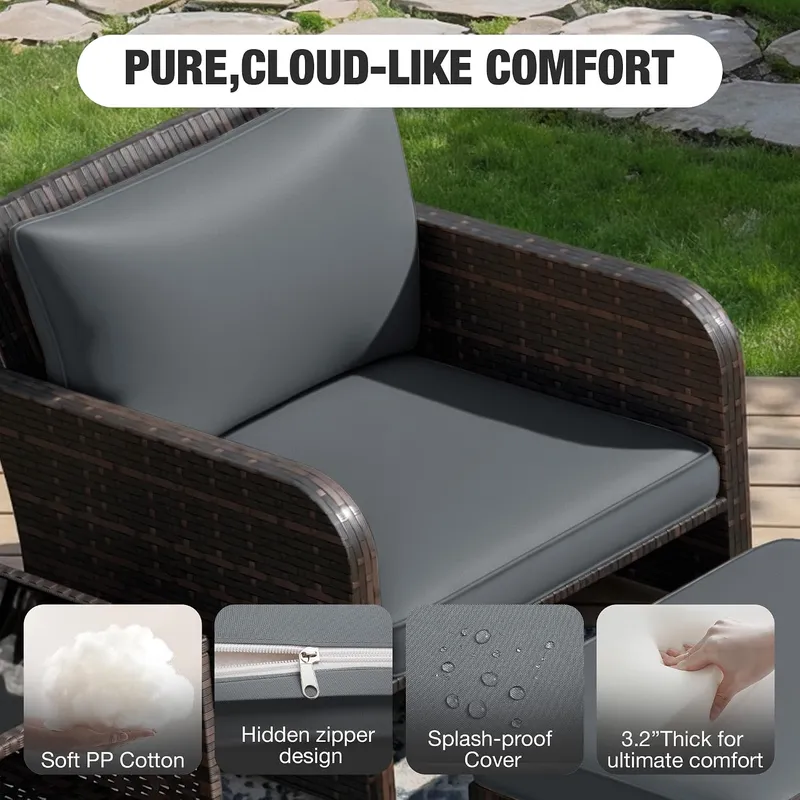 Patio Conversation Set 5 Piece - đánh giá và giá Rattan Lounge Set