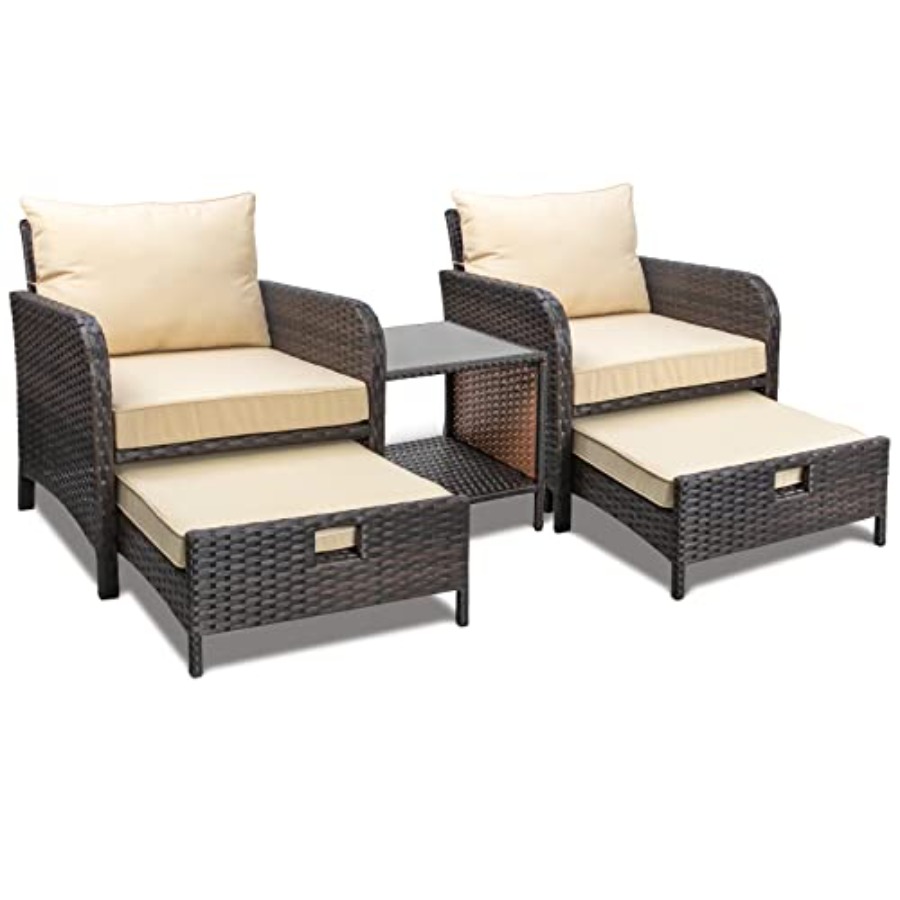 Balcony Furniture 5 Pcs Patio  - đánh giá và giá Rattan Lounge Set