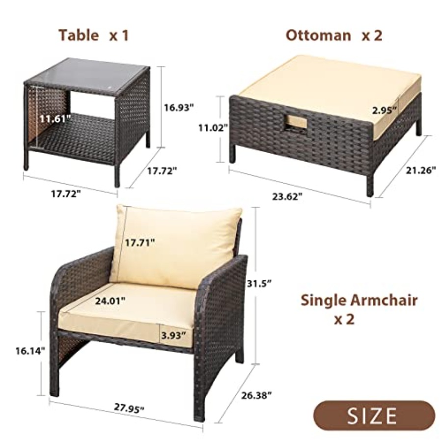 Balcony Furniture 5 Pcs Patio  - đánh giá và giá Rattan Lounge Set