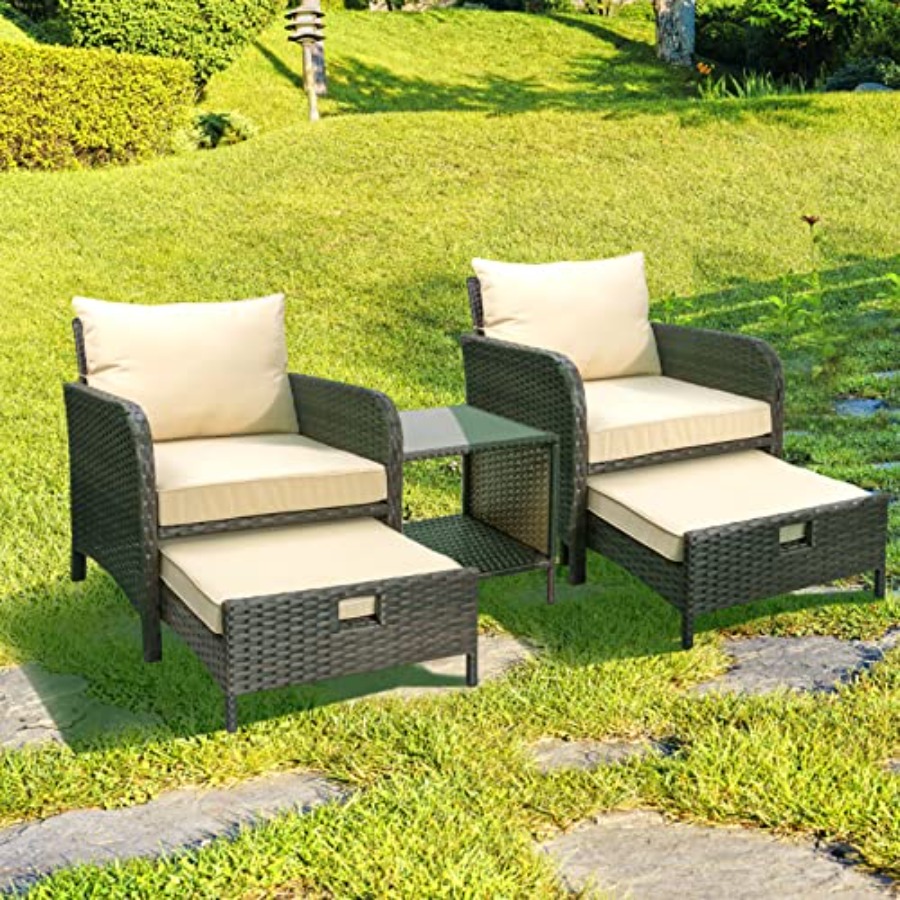 Balcony Furniture 5 Pcs Patio  - đánh giá và giá Rattan Lounge Set